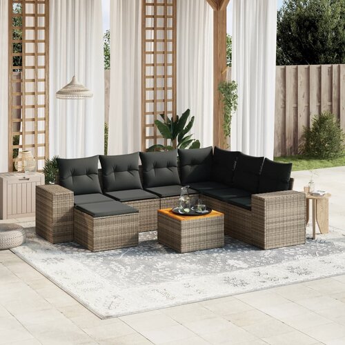 vidaXL 8-dijelni set vrtnih sofa od poliratana s jastucima sivi Cijene