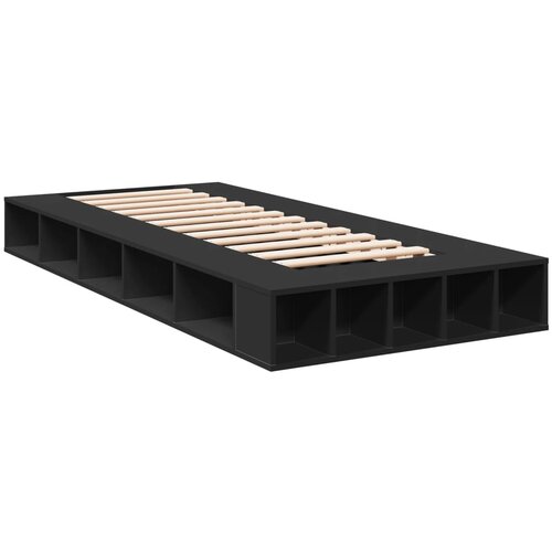 VidaXL Posteljni okvir črn 90x200 cm inženirski les, (21216001) Slike