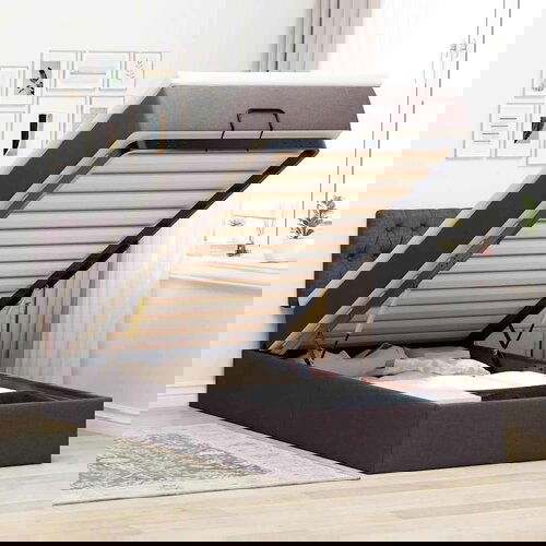 vidaXL Otomanski posteljni okvir z vzmetnico rjav 90x190 cm blago, (21609276) Cene