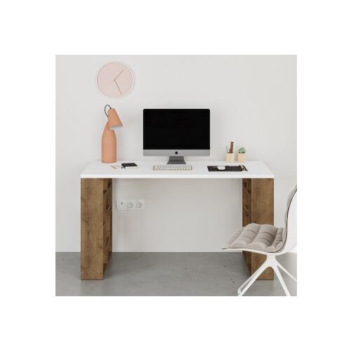  Maze Bijeli radni sto od tamnog hrasta 140x75x60 cm, Bijela Slike