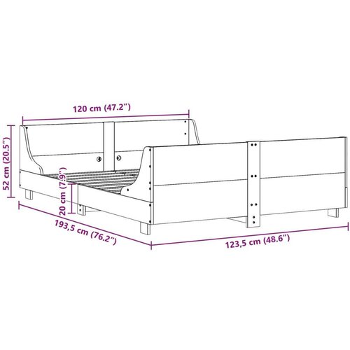 VidaXL Okvir kreveta bez madraca bijeli 120 x 190 cm masivna borovina Slike