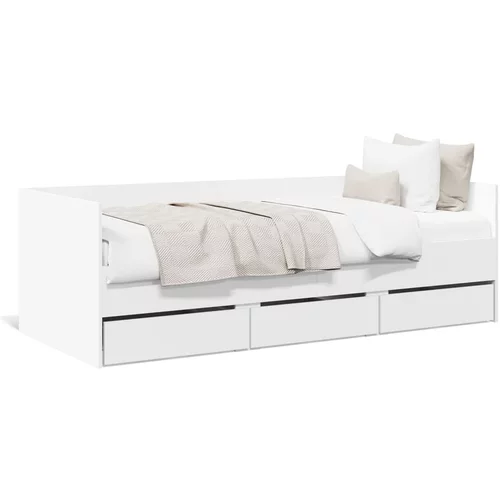 vidaXL Dnevna postelja s predali bela 90x190 cm inženirski les