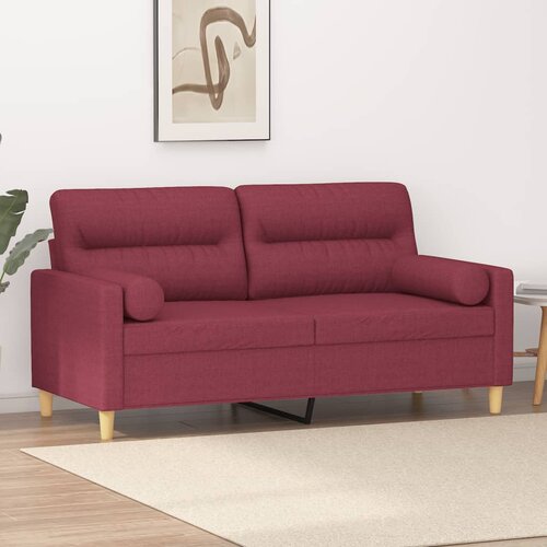 VidaXL Kavč dvosed z blazinami vinsko rdeč 140 cm blago Slike