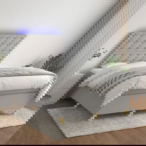 The Living Store Box spring postelja z vzmetnico LED sv. siva 120x200 cm blago - Box Spring Postelja, (21521136) Cene