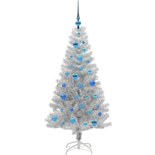 VidaXL Božićno drvce s 150 LED svjetlima s stalakom Srebrno 150 cm PET Slike