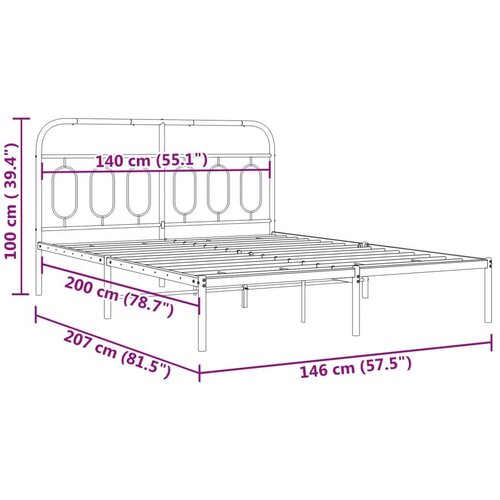 VidaXL Metalni okvir za krevet s uzglavljem bijeli 140 x 200 cm Slike
