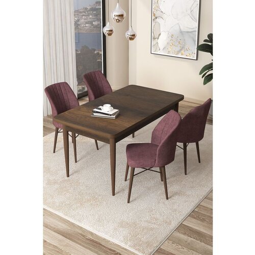 Hanah home Arp - Baroque, Dusty Rose BaroqueDusty Rose Dining Table & Chairs Set (5 Pieces) Cene