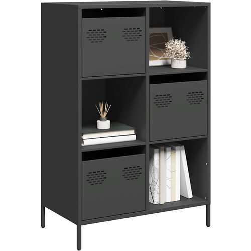 VidaXL Visoka komoda crna 68x39x103,5 cm od čelika Slike