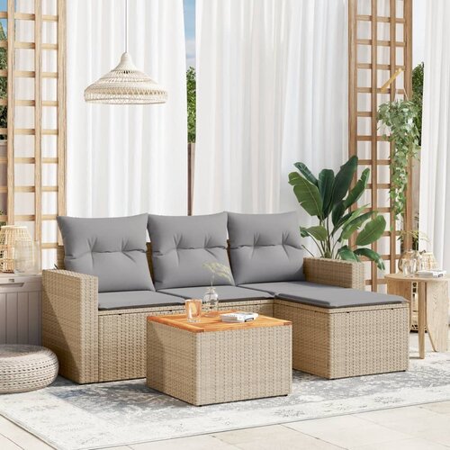 vidaXL 5-dijelni vrtni set sofa s jastucima bež od poliratana Cijene