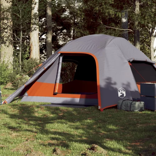  Kupolasti šator za kampiranje za 4 osobe sivo-narančasti