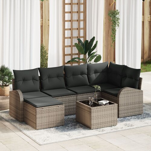 VidaXL 6-dijelni set vrtnih sofa s jastučićima crni poli ratan Slike