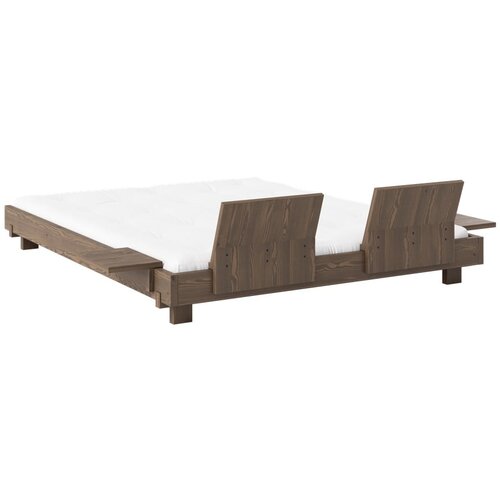 Karup Design Rjava zakonska postelja iz masivnega bora z letvenim dnom 160x200 cm Social &amp;ndash; Slike