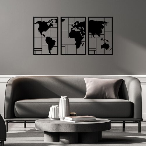 Wallity zidna dekoracija world map 3, 48 x 74 cm, crna Cene