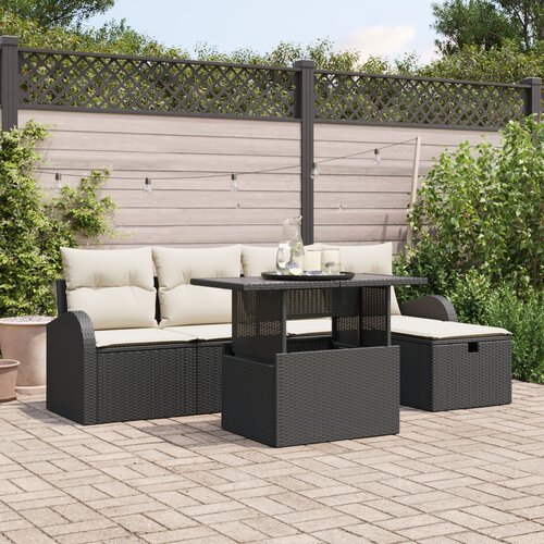VidaXL 6-delni vrtni sofa set z blazinami črni poli ratan Slike
