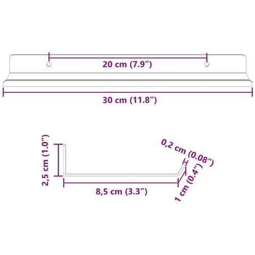  Polica na zidu s policom Zidne 2 pcs Bijelo 30 x 9 x 2 5 cm - Bijelo 30 x 9 cm 2 Slike