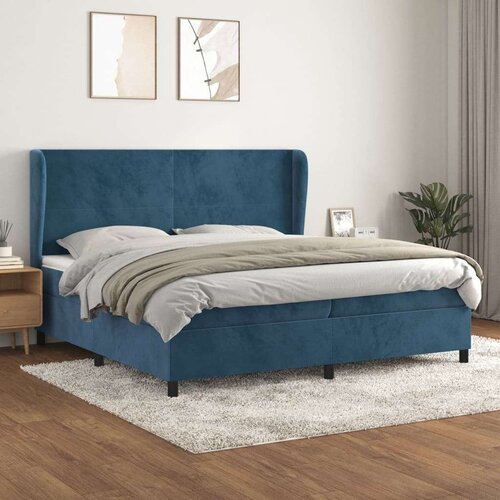  Box spring postelja z vzmetnico temno modra 200x200 cm žamet, (20788932) Slike