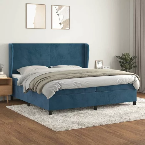  Box spring postelja z vzmetnico temno modra 200x200 cm žamet, (20788932)