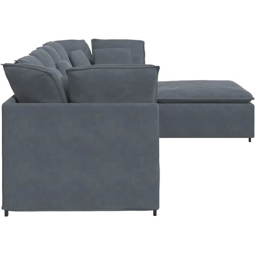  Modularna sofa s podnožjem i jastucima, bar&amp;scaron;unasta tamno siva Slike
