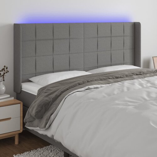 The Living Store led posteljno vzglavje temno sivo 163x16x118/128 cm blago - led vzglavje, (21437619) Slike