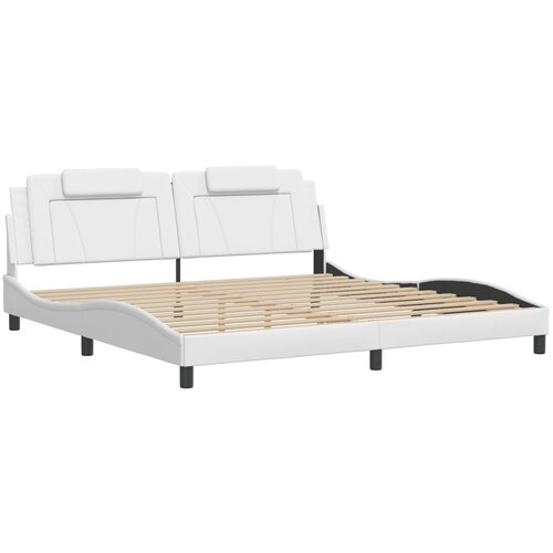 vidaXL Posteljni okvir z vzglavjem bel 200x200 cm umetno usnje, (21095406) Cene