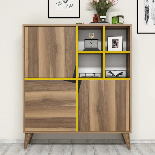 Hanah home Pulse - Walnut, Yellow kopalniška omarica, (20863445)