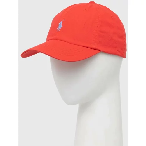 Polo Ralph Lauren Pamučna kapa sa šiltom boja: crvena, s aplikacijom