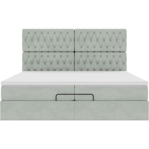 VidaXL okvir kreveta s madracima svijetlosivi 200x200cm bar&amp;scaron;unasti Slike