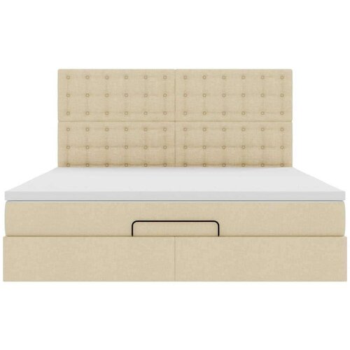 VidaXL Otomanski krevet s madracem krem 160x200 cm od tkanine Slike