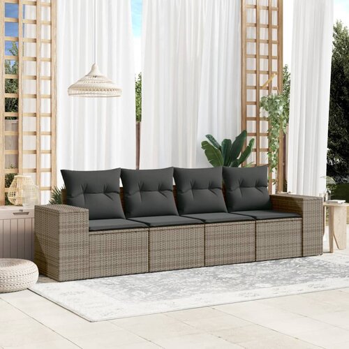 vidaXL 4-dijelni set vrtnih sofa od poliratana s jastucima sivi Cijene