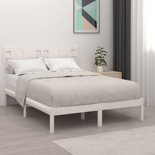 The Living Store Posteljni okvir bel iz trdnega lesa 120x190 cm - Posteljni Okvir, (21524839) Slike