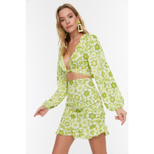 Trendyol Green Floral Patterned Bottom Top Set Slike