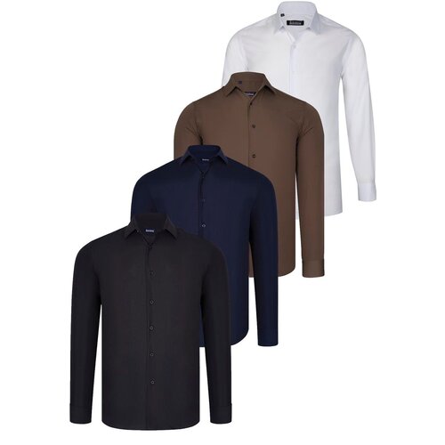 Dewberry QUAD SET G726 SHIRT-BLACK-WHITE-NAVY BLUE-BROWN Cene