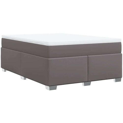 VidaXL Krevet s oprugama i madracem sivi 140x190 cm od umjetne kože Slike