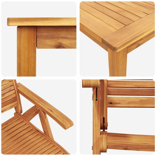  Vrtni set za objed 5 kom. Smeđa Čvrsto drvo akacije 110 x 110 x 75 cm Slike