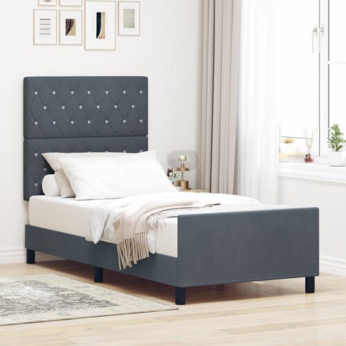 VidaXL Postelja Temno Siva 100x200 cm Žamet Slike