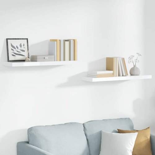  Plutajuće zidne police 2 kom sjajne bijele 90x23,5x3,8 cm MDF Slike