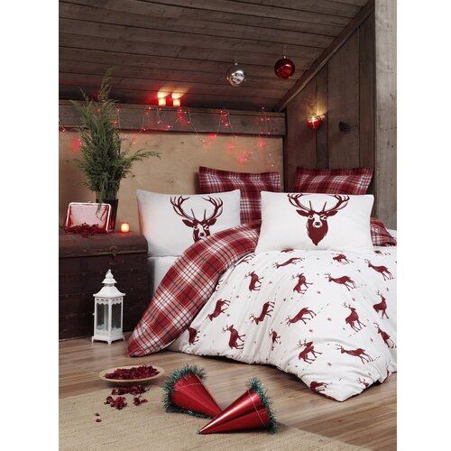 Mijolnir Pamučna posteljina s plahtom Geyik Claret Red, 200 x 220 cm Slike