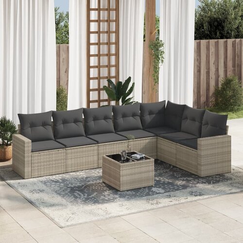 VidaXL 8-dijelni set vrtnih sofa od poliratana s jastucima svjetlosivi Slike