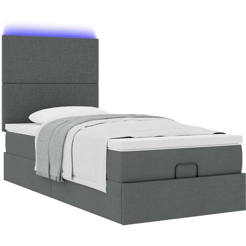 VidaXL otomanski okvir kreveta s madraca tamnosivi 90x200cm od tkanine Slike