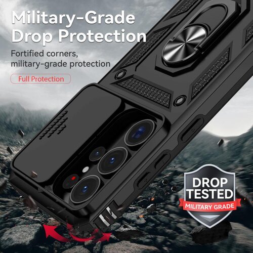 SUNSKY Hybrid Armor ovitek za Samsung S26 Ultra, Črn Slike