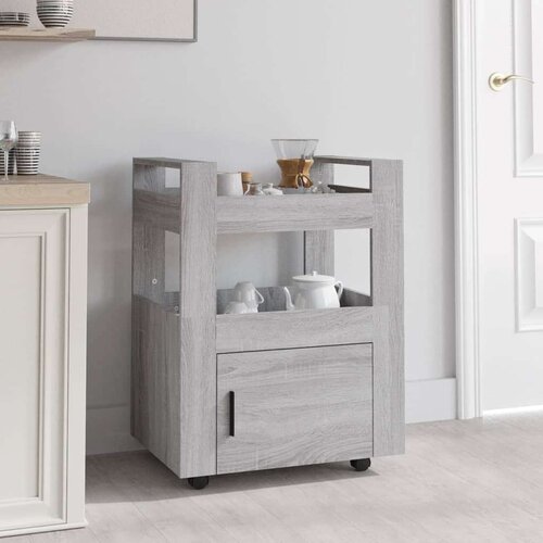  Kolica siva boja hrasta 60x45x80 cm konstruirano drvo Cijene