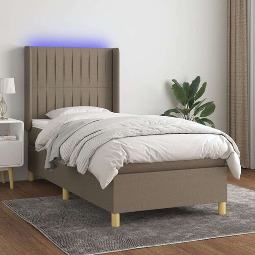  Box spring postelja z vzmetnico LED taupe 90x190 cm blago, (20790843) Slike