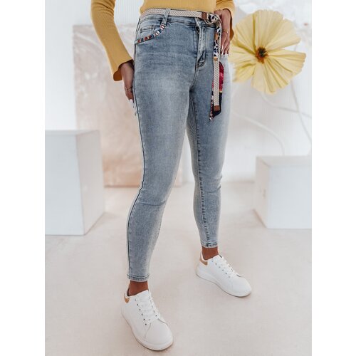 DStreet Spodnie damskie jeansowe skinny TRENDIFIX z paskiem niebieskie Slike