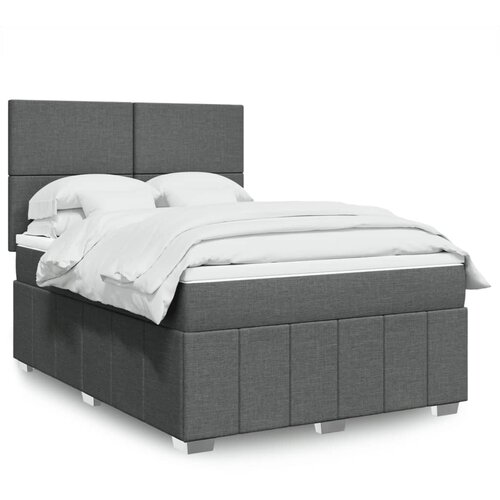 vidaXL Box spring postelja z vzmetnico temno siva 140x200 cm blago Cene