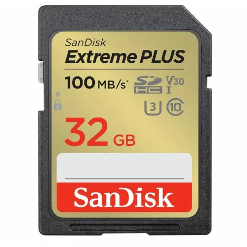 Sandisk SDHC . 32GB EXTREME PLUS, 100/60MB/s, UHS-I, C10, U3, V30 SDSDXWT-032G-GNCIN