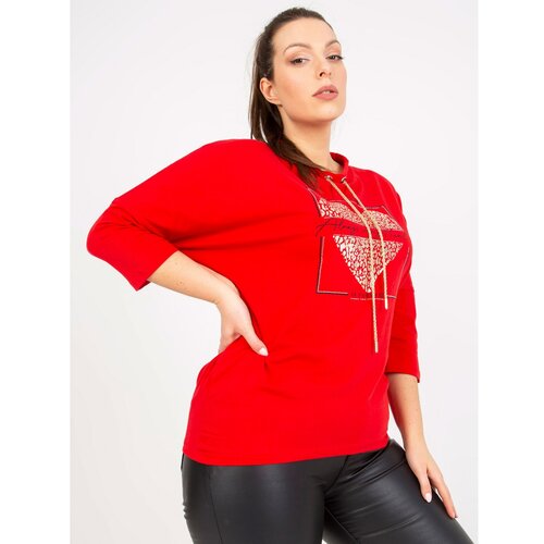 Fashion Hunters Red plus size blouse with a print Slike