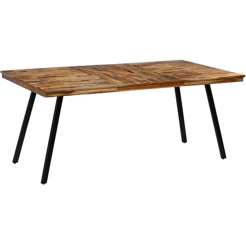 VidaXL Jedilna miza iz predelane tikovine in jekla 180x90x76 cm Slike
