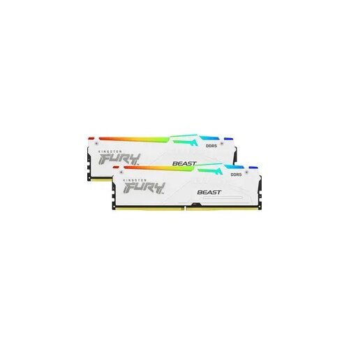 Kingston DDR5 64GB (2x32GB) 5600MT/s [FURY BEAST RGB], Non-ECC UDIMM, CL40 1.25V, 288-Pin 2Rx8, White, Memory Kit, w/RGB Heatsink, XMP KF556C40BWAK2-64 Cene