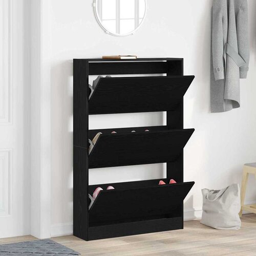  Ormar za cipele Crni hrast 80 x 21 x 125,5 cm Konstruirano drvo Slike