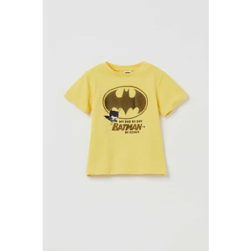 OVS Pamučna majica kratkih rukava za bebe boja: žuta, s tiskom